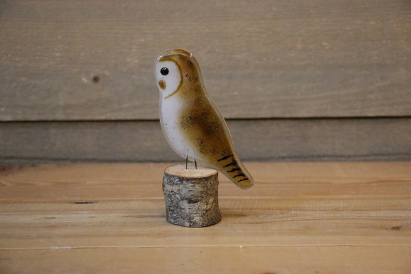 The Glass Bakery - Perched Barn Owl - Adult