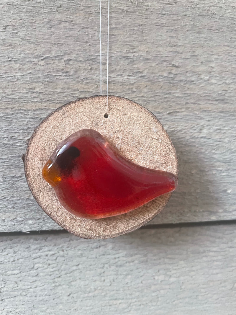 The Glass Bakery - Cardinal on slice - Hanging